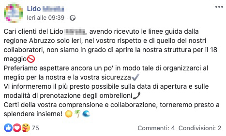 lido roseto linee guida estate 2020